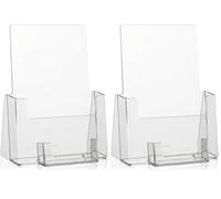 Taymar® Présentoir à prospectus avec compartiment pour cartes de visite, transparent / porte-prospectus et porte-cartes de visite (DIN A5) (Lot de 2)