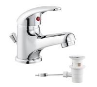 Tayqwiheva Robinet de salle de bain avec tirette - Mitigeur monocommande avec bonde - Mini mitigeur monocommande pour salle de bain - Pour salle de bain - WC - Chromé