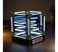 Taysem Lampe cube miroir Infinity rechargeable USB-C Tesseract Cube, blanc | Cube infini avec vitrine, veilleuse LED en acrylique, éclairage d'ambiance pour bureau, chambre à coucher, bureau