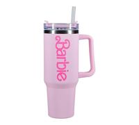 Paladone Barbie Bouteille H2O sous licence officielle avec logo rose, gobelet isotherme en acier inoxydable avec couvercle et paille pour eau, thé glacé ou café