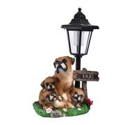 TAZIZI Sculpture de chien en résine - Lampe solaire pour terrasse - A | Statue décorative pour balcon et jardin
