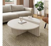 Lot 2 Tables Basses Rondes Guilia Asymétriques Effet Travertin