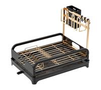 TBATM Porte Vaisselle avec Panier à Couverts Détachable, Espace de Stockage Large pour Tous Types de Vaisselle, Pieds Antidérapants pour Plan de Cuisine, Organisateur Pratique,d'or