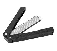 Tbest Aiguisoir Pliant Double Face Grain 400/600, Outil de Cuisine Portable en Forme d'éventail pour le Camping de Survie (BLACK)