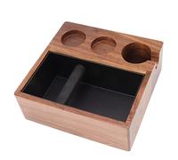 Tbest Bois Coffee Knock Box Tamping Station (Pour manche 51mm 54mm) | Conception ergonomique pour moudre le café, Bords lisses et arrondis, Pressage de poudre stable, Matériau en noyer durable
