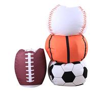 Tbest Chaise Pouf de Rangement de 18 Pouces pour Enfants, Jouets en Peluche avec Fermeture éclair, Housse en Polyester, Décoration Multifonctionnelle de Jeu et de Salle (football1)