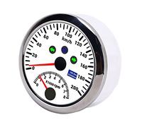Tbest Compteur de Vitesse 85Mm, Odomètre 200 Km/H 0-8000 Tr/min, Tachymètre avec Rétro-éclairage Lcd Rouge pour Voiture 12V/24V, Bateau, Yacht, Camping-car, Camion, Blanc ((Blanc CX8190))