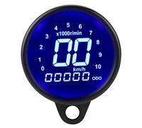 Tbest Compteur de Vitesse LCD Universel pour Moto, Odomètre, Tachymètre, Affichage Numérique, Rétro-éclairage 7 Couleurs, Coque en Alliage pour Remplacement de Vélos 12V DC