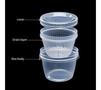 Tbest Contenant de Stockage D'Ail 6,3 Pouces Rond Transparent Scellé | Couvercle hermétique pour la fraîcheur, en plastique, convient aux oignons verts à l\'ail et au gingembre, organisateur de