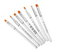 Tbest Ensemble de 7 Pinceaux pour Nail Art pour Peinture sur Gel - Brosse à Dessin pour Ongles avec Manche Transparent avec Poils en Nylon, Tube en Aluminium Métallique pour la Conception d'Ongles