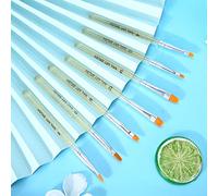 Tbest Ensemble de 7 Pinceaux pour Nail Art pour Peinture sur Gel - Brosse à Dessin pour Ongles avec Manche Transparent avec Poils en Nylon, Tube en Aluminium Métallique pour la Conception d'Ongles