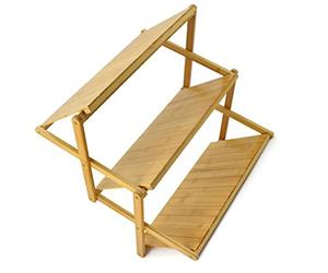 Tbest Étagère Pliante en Bois, Conception à Forte capacité de Charge (3 | Gain de place, Texture unique, Portable pour le camping, Durable
