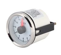 Tbest Jauge D'horloge Universelle 2 Pouces 0-12 Heures, Rétro-éclairage Rouge 9-32V DC IP67, Lunette étanche en Acier Inoxydable pour Voiture, Bateau, Yacht (Cadran blanc couvercle argenté)