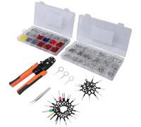 Tbest Kit de Broches de Connecteur Kit de Bornes à Sertir Connecteurs à Broches de Fil 844 Pièces 26 Type 10-24 AWG Outil de Dénudage de Sertissage avec 360 Fiches étanches à la Pluie