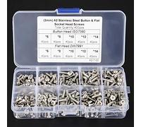 Tbest M3 Vis à Tête Creuse Hexagonale en Acier Inoxydable, Ensemble | 400 pièces, inox 304, coffret de rangement transparent, différentes longueurs disponibles, ou usage professionnel