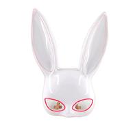 Tbest Masque de Lapin Lumineux Masque de Lapin LED de Lumineux 4 Modes D'éclairage Demi-visage Lumière Froide Lumières Roses et Blanches en Plastique sans Odeur pour (WHITE)