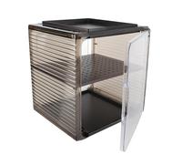 Tbest Organisateur de Bouteilles en Acrylique, Taille Moyenne (Brun Moyen | Stockage multicouche anti-poussière, facile à nettoyer, conception transparente, adapté au comptoir