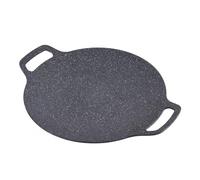 Tbest Poêle à Griller Coréenne Antiadhésive à 6 Couches, Plaque Chauffante Ronde pour Barbecue 34 Cm/13,4 Pouces pour la Cuisson Intérieure et Extérieure en Fonte d'aluminium avec Doubles Poignées