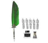 Tbest Serpentard Plume Et Encre Ensemble Quil Quid, Dessin Plume Vintage Stylo D'écriture Calligraphie Encre Quill Dip Pen Avec Boîte (Vert) (GREEN)