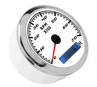 Tbest Tachymètre à Pointeur Universel 9-32V Dc pour Bateaux, Yachts, Automobiles, Camping-car, Moteur Pas à Pas Haute sensibilité, Jauge en Acier Inoxydable Abs (WHITE)