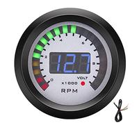 Tbest Tachymètre Jauge RPM Compteur de Révolutions 52 Mm 2 Pouces 0-9999 Tr/min Jauge de Tableau de Bord à Cadran Transparent avec Manuel D'utilisation en Anglais pour Véhicules à 12