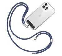 TBOC Cordon Telephone Portable [Bleu Marine] avec Patch de Fixation en Tissu [Noir] Chaine Telephone Portable Ajustable et Résistant Compatible avec Toutes les Marques de Téléphones Mode