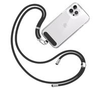 TBOC Cordon Telephone Portable [Noir] avec Patch de Fixation en Tissu [Noir] Chaine Telephone Portable Ajustable et Résistant Compatible avec Toutes les Marques de Téléphones Mode Homme et Femme