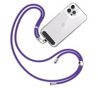 TBOC Cordon Telephone Portable [Violet] avec Patch de Fixation en Tissu [Noir] Chaine Telephone Portable Ajustable et Résistant Compatible avec Toutes les Marques de Téléphones Mode Homme et Femme