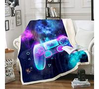 Tbrand JUNGEN Couverture de jeu vidéo pour enfants Moderne Gamer Manette Couverture Plaid Plaid Plaid 150 x 200 cm Galaxis Géométrique Imprimé Décor pour canapé Couverture polaire Flanelle