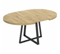 Table ronde extensible DUNA - 4 à 6 personnes - Décor chêne - L110 x P110/152 x H77 cm