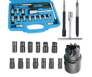 TC Technic SK1470 - Kit de fraisage de gaines d'injecteurs dans une mallette en plastique, 17 pices