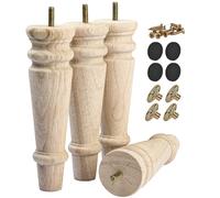 TCHOSUZ Lot de 4 pieds de rehausseur de meubles en bois massif brut de 20,3 cm avec boulons de suspension M8 pour canapé, armoire, ottomane, commode, armoire, réglage de la hauteur et remplacement