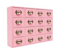 TCICOP Armoire à pharmacie en bois avec 16 tiroirs, 4 tiroirs à 4 niveaux | Armoire de rangement, organiseur de tiroirs, commode pour herbes, épices et organisation de bureau, 52 x 36 x 11 cm (rose)