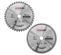 TCT lames de scie circulaire 185 mm x 40 et 80 dents x 20 mm alésage (16 mm bague) convient à Evolution Bosch etc (Pack of 2)