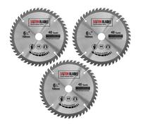 TCT Lot de 3 lames de scie circulaire à bois 160 mm x 48 dents x 20 mm alésage compatible avec Festool TS55 Bosch Makita