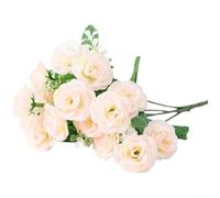 TDCuizent Bouquet de fleurs artificielles réalistes en soie pour mariage, décoration d'intérieur, bureau, centre de table, arrangement floral durable dans un vase, idée basse pour anniversaire de