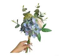 TDCuizent Bouquet d'hortensia artificiel en soie d'eucalyptus - 40 cm - Arrangement floral réaliste - Tiges pliables - Centre de table de mariage - Décoration d'intérieur - Accessoire photo - Faible