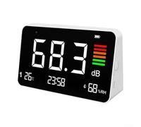 TDCuizent Compteur numérique de décibels avec affichage de la température et de l'humidité, jauge de niveau de bruit avec indicateur visuel 3 couleurs et minuterie, moniteur sonore mural pour bureau
