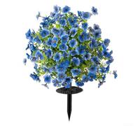 TDCuizent Fleurs violettes artificielles avec eucalyptus, bouquet de marguerites réalistes en soie avec base en disque, décoration florale violette vive rouge bleu pour mariage, cour, pelouse et