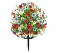 TDCuizent Fleurs violettes artificielles avec eucalyptus, bouquet de marguerites réalistes en soie avec base en disque, décoration florale violette vive rouge bleu pour mariage, cour, pelouse et