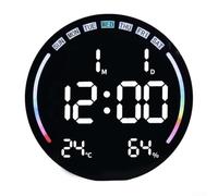 TDCuizent Grande horloge murale numérique avec affichage LED, gradation automatique, double alarme, moniteur de température et d'humidité, compte à rebours, télécommande et veilleuse pour la maison