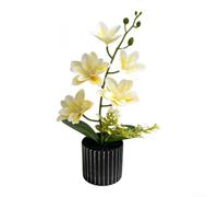 TDCuizent Magnolia artificiel dans un pot en caoutchouc souple - 5 fleurs - Texture verticale réaliste - Décoration de table - 33 cm - Taille compacte - Rose foncé - Blanc - Violet - Pour décoration
