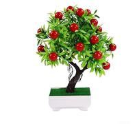 TDCuizent Oranger artificiel en pot artificiel pour salon, bureau, étagère basse en plastique, décoration de jardin 18 x 26 cm (fruits rouges)