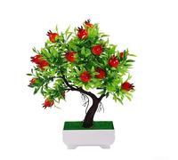 TDCuizent Plante artificielle en pot d'oranger artificiel pour salon, bureau, étagère basse en plastique, décoration de jardin 18 x 26 cm (grenade)