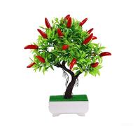 TDCuizent Plante artificielle en pot d'oranger artificielle pour salon, bureau, étagère basse en plastique, décoration de jardin 18 x 26 cm (poivre)