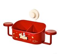 TDCuizent Porte-gobelet mural avec ventouse sous vide pour salle de bain, cuisine, étagère de rangement sans perçage, pour gobelets jetables et articles de toilette, étagère en ABS rouge ou crème
