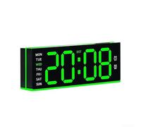 TDCuizent Réveil numérique LED moderne avec affichage de la date et du jour de la semaine - Lumière ambiante réglable - Double alarme avec 3 niveaux de volume - Capteur de luminosité automatique pour