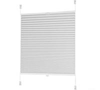 TDCuizent Rideau plissé semi-ombragé en polyester résistant à l'eau, installation sans perçage, filtrage de la lumière, pour salon, chambre à coucher, bureau, décoration d'intérieur, blanc, gris