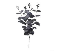 TDCuizent Tiges d'eucalyptus noires artificielles réalistes en plastique - Décoration moderne et minimaliste - Bouquet de 35 cm - Pour fête d'Halloween, festival, arrangements artisanaux