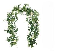 TDCuizent Vigne d'acacia artificielle avec fleurs, feuilles artificielles en soie pour décoration d'arche de mariage, guirlande florale réaliste pour événements et accessoires de photographie, blanc